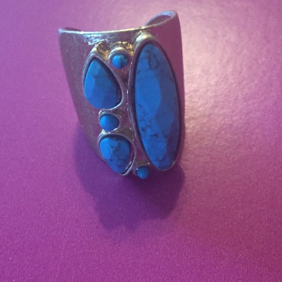 Adjustable Gold & Turquoise Ring - Picture 1 of 5